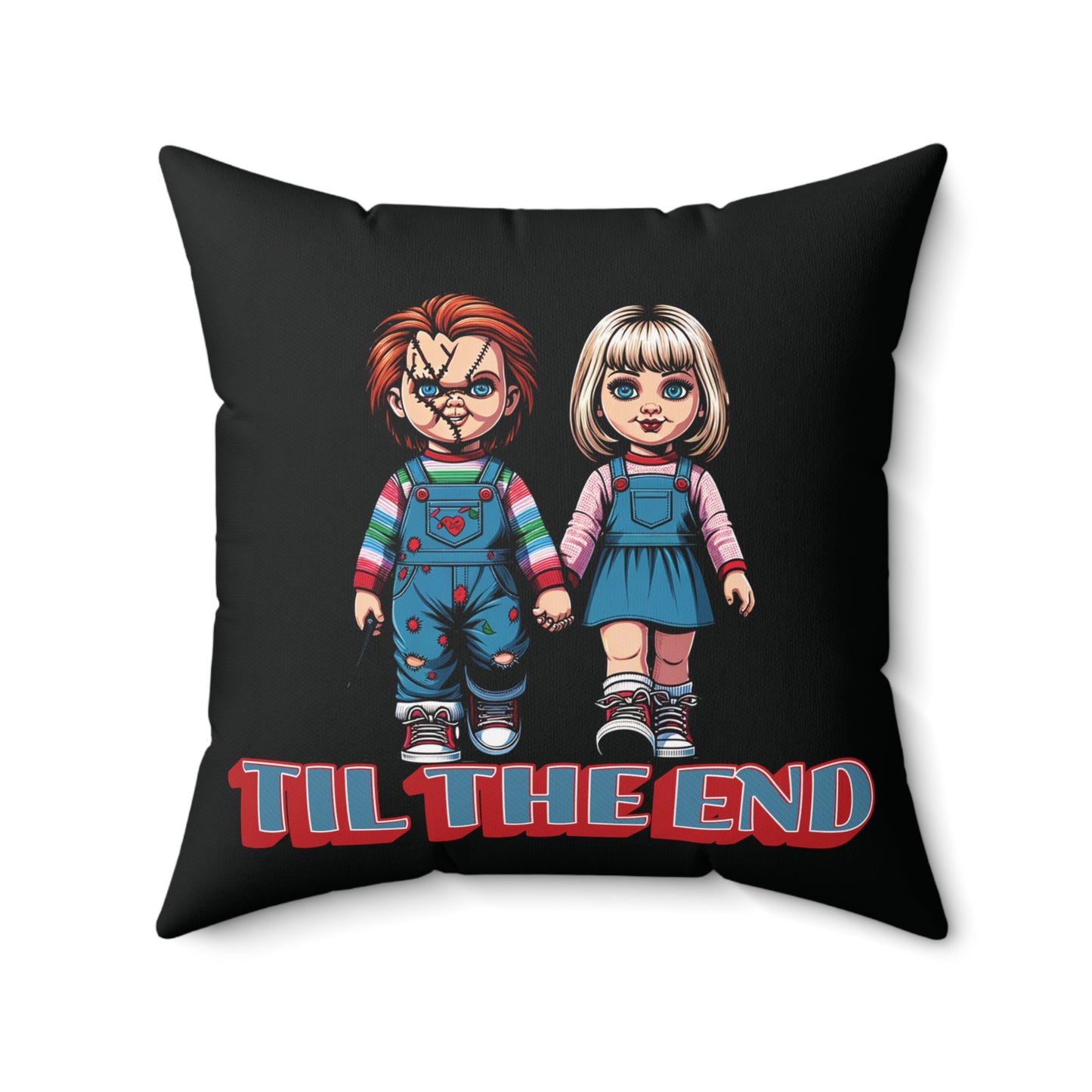 Til The End Horror Couple Spun Polyester Square Throw Pillow 4 Sizes