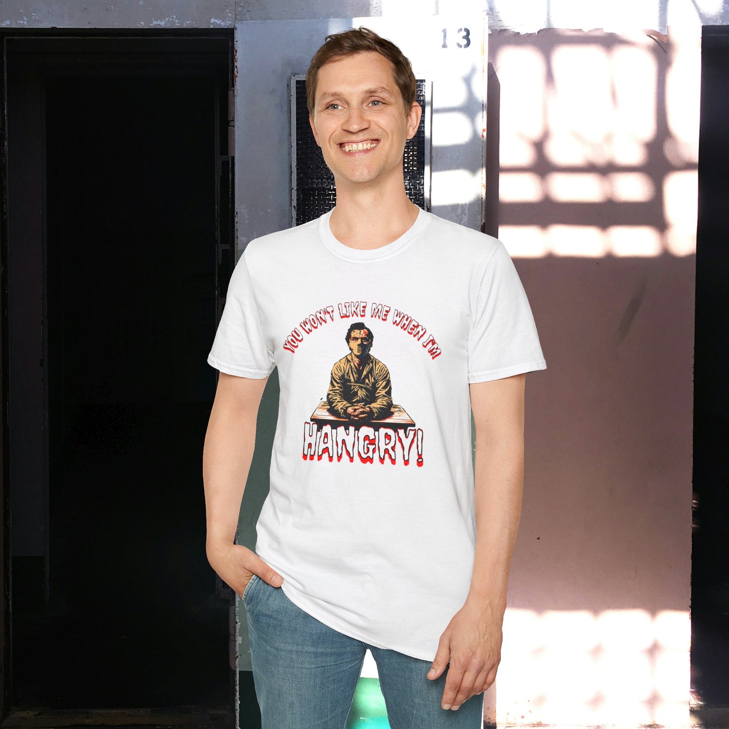 You Won't Like When I'm Hangry Unisex Softstyle T-Shirt Cannibal Mental Patient Horror Fun Food