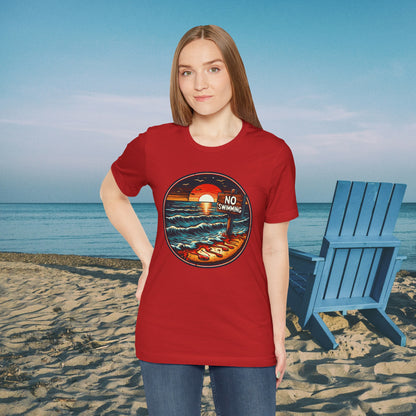 No Swimming Bloody Water Beach Unisex Jersey Short Sleeve T-Shirt Horror Ocean Shark