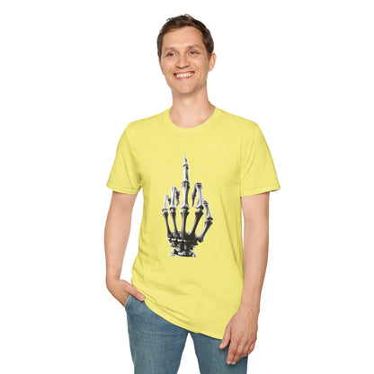 Skeleton Middle Finger T-Shirt — Edgy Gothic Graphic Tee