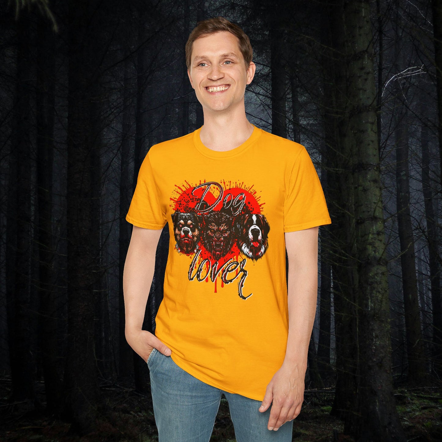 Dog Lover Hounds Of Hell Bloody heart Horror Fun Unisex Softstyle T-Shirt Animal Dark Humor Shirt