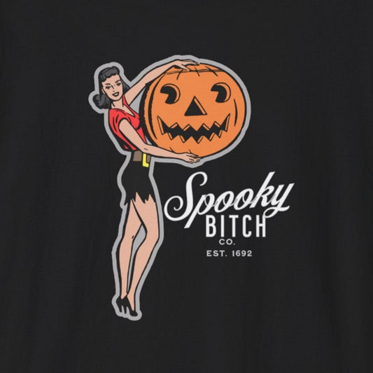 Spooky B!tch Co - Salem Witch 1692 Halloween Pumpkin Funny Retro-Style Gothic Shirt - Unisex Softstyle T-Shirt