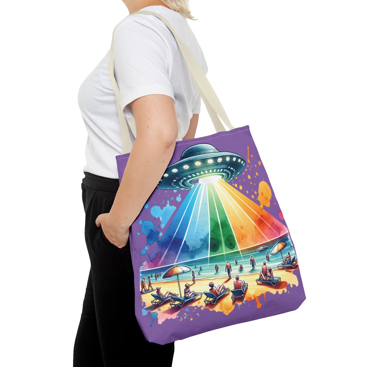 Summerween UFO Beach Day Shoulder Tote Bag (AOP) 3 Sizes