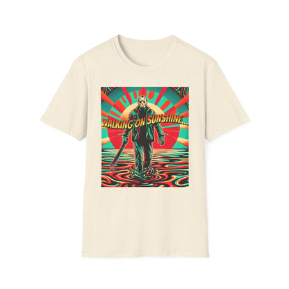 Horradelic Horror Jason In The Mask Voorhees Walking On Sunshine Friday Fun Unisex Softstyle T-Shirt Summer Shirt