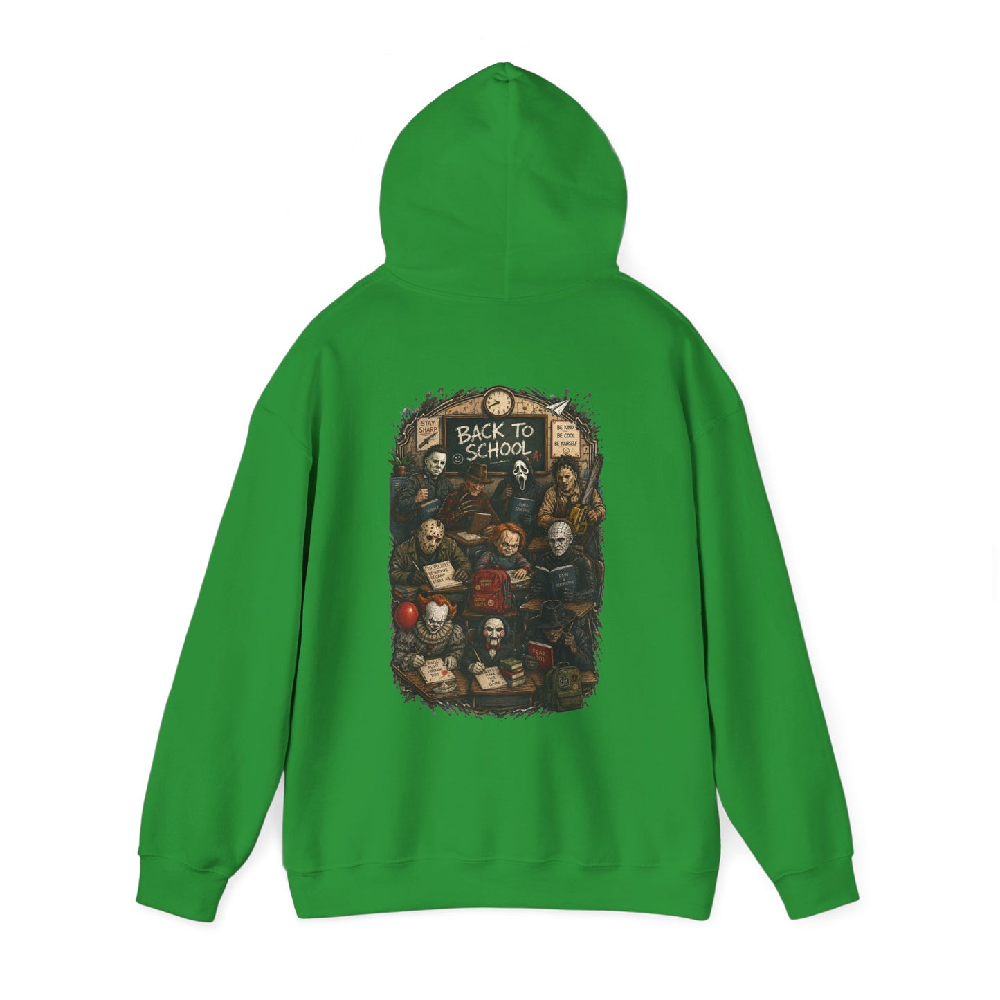 Horror Icons "Back to School" Hoodie — Vintage Movie Villains Graphic Sweatshirt