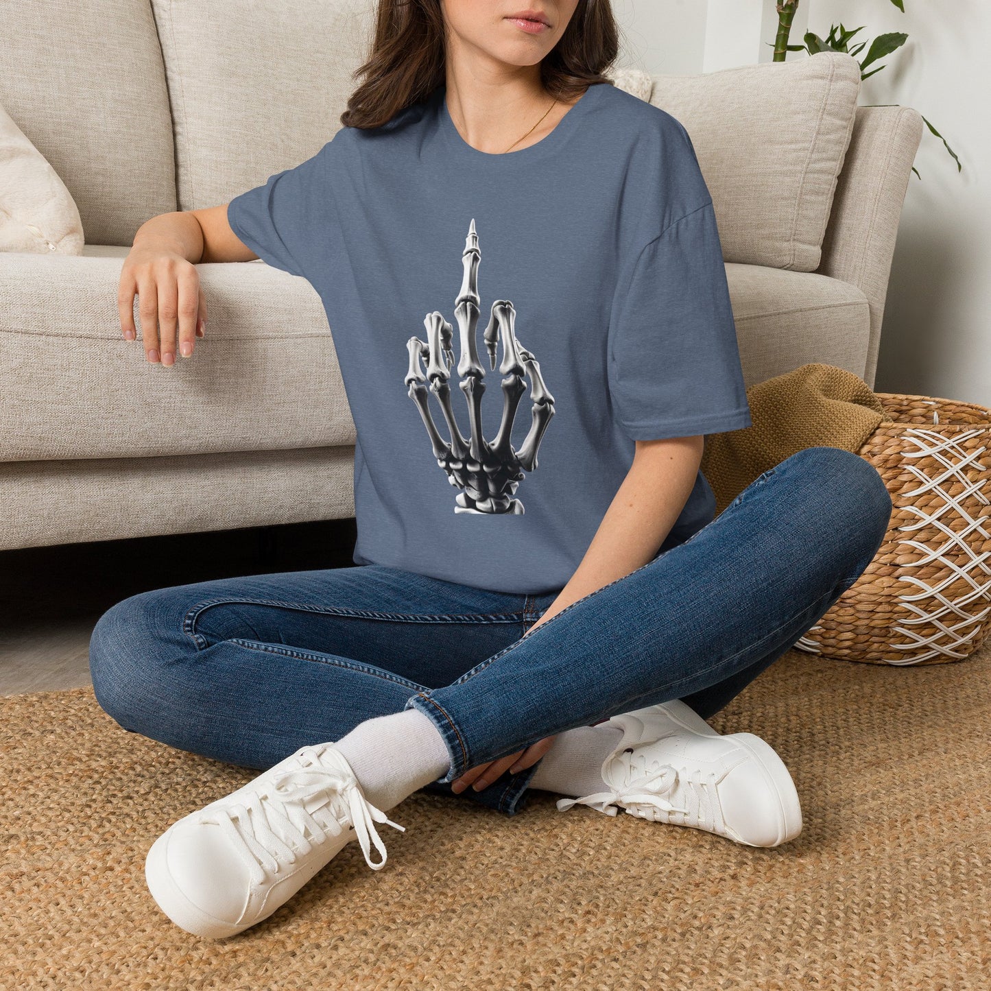 Skeleton Middle Finger T-Shirt — Edgy Gothic Graphic Tee