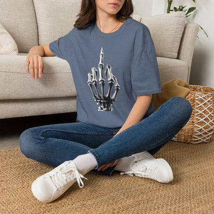 Skeleton Middle Finger T-Shirt — Edgy Gothic Graphic Tee