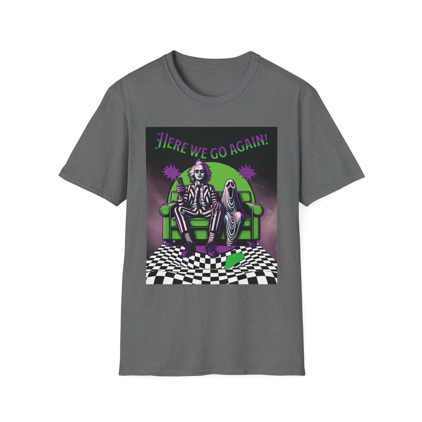 Beetlejuice 2 Inspired Here We Go Again Horror Fun Unisex Soft style T Shirt