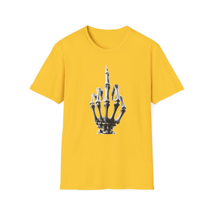 Skeleton Middle Finger T-Shirt — Edgy Gothic Graphic Tee