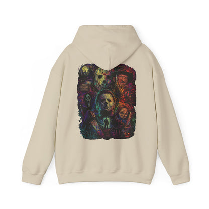 Horror Icons Hoodie — Vintage Slasher Collage Sweatshirt