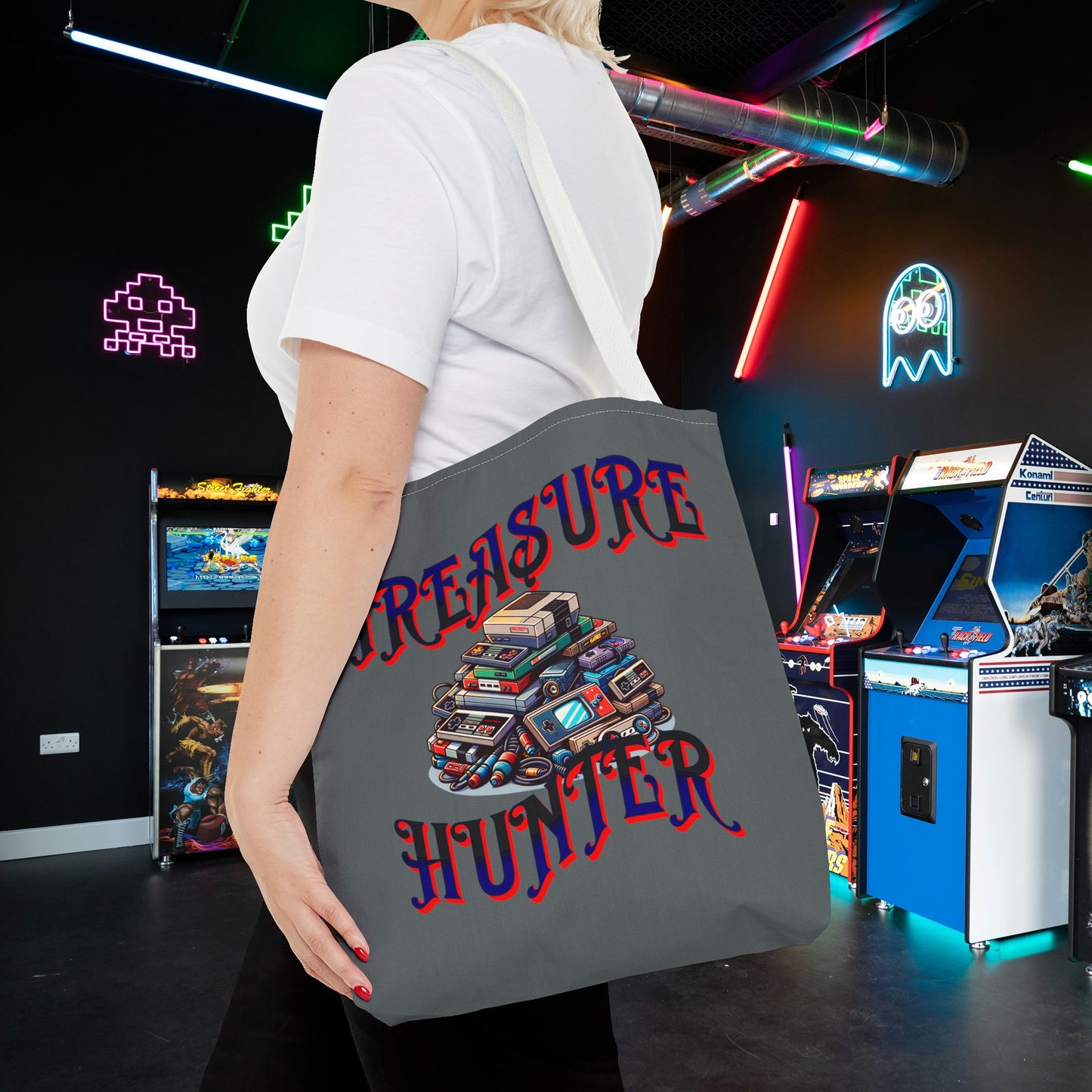 Treasure Hunter Retro Video Gamer Tote Bag (AOP) Collectors Vintage Games and Gaming