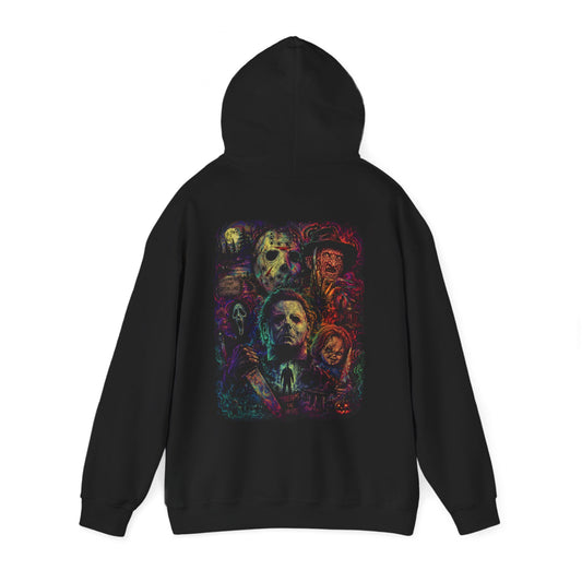 Horror Icons Hoodie — Vintage Slasher Collage Sweatshirt