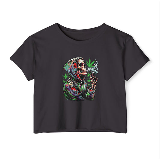 Skeleton Festival Crop Top - Deep Thoughts 420 Design