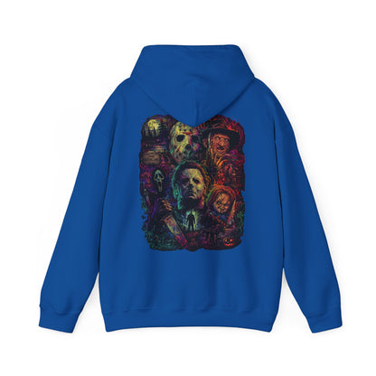 Horror Icons Hoodie — Vintage Slasher Collage Sweatshirt