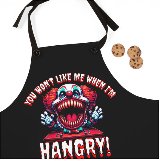 You Won't Like Me When I'm Hangry Killer Clown Horror BBQ Cooking Kitchen Apron (AOP)