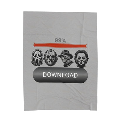 Horror Icons '99% Download' Velveteen Plush Blanket — Cozy Spooky Season Throw