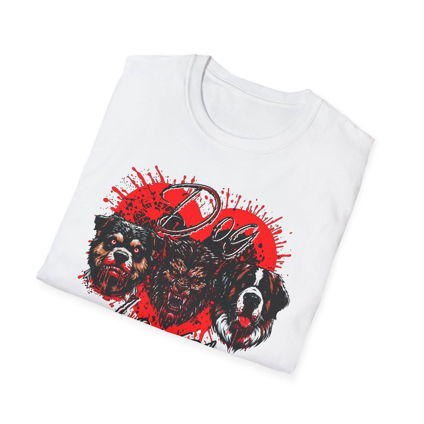 Dog Lover Hounds Of Hell Bloody heart Horror Fun Unisex Softstyle T-Shirt Animal Dark Humor Shirt