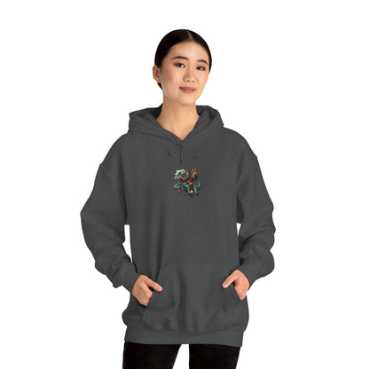 Bigfoot Riding Dinosaur Hoodie — Retro Smoking Sasquatch Graphic Sweatshirt