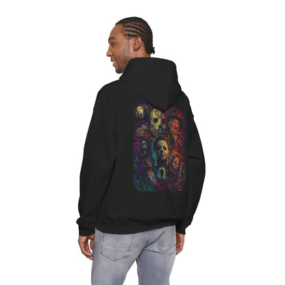 Horror Icons Hoodie — Vintage Slasher Collage Sweatshirt