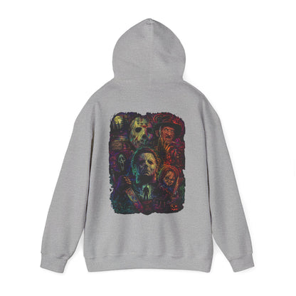 Horror Icons Hoodie — Vintage Slasher Collage Sweatshirt