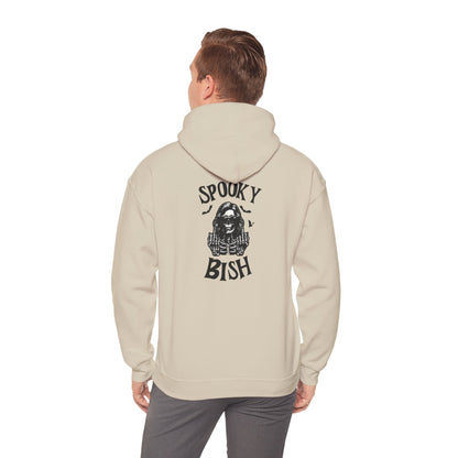 Spooky Bish Hoodie — Skeleton Finger and Sunglasses Design