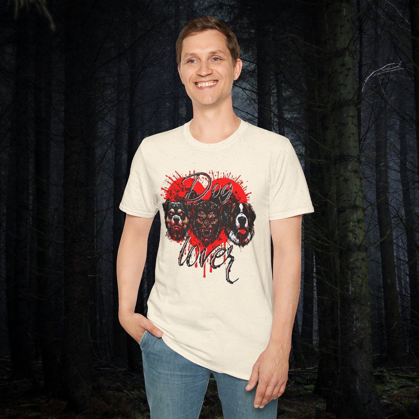 Dog Lover Hounds Of Hell Bloody heart Horror Fun Unisex Softstyle T-Shirt Animal Dark Humor Shirt