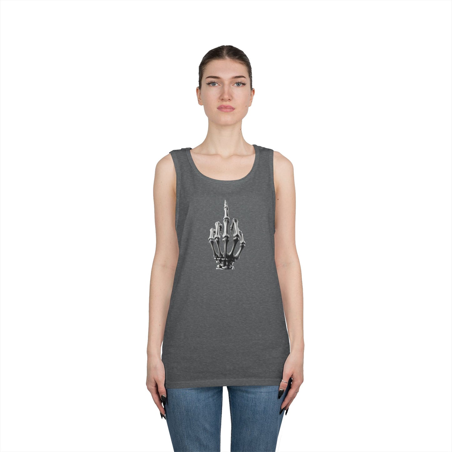 Skeleton Hand Middle Finger Tank Top – Edgy Skull Finger