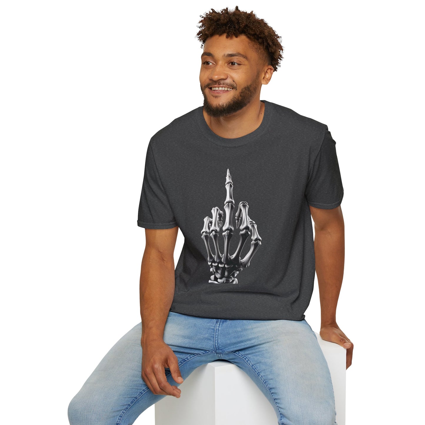 Skeleton Middle Finger T-Shirt — Edgy Gothic Graphic Tee