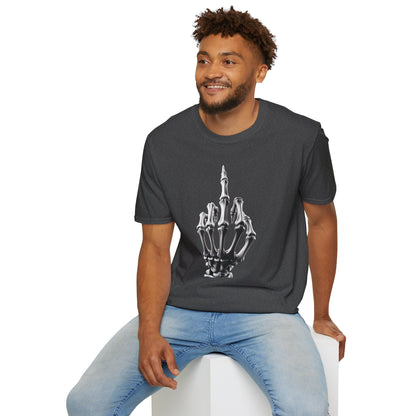 Skeleton Middle Finger T-Shirt — Edgy Gothic Graphic Tee