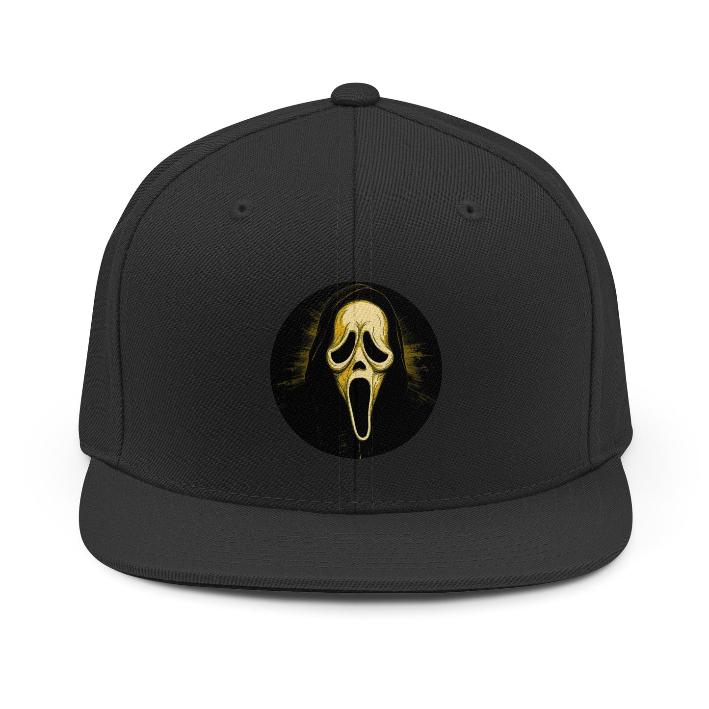 Snapback Hat — Scream Mask Graphic Baseball Cap (Horror Movie Fan, Halloween Costume)