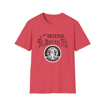 In My Defense The Moon Was Full - Full Moon Skeleton Gothic Skull Dancing Shirt - Unisex Softstyle T-Shirt