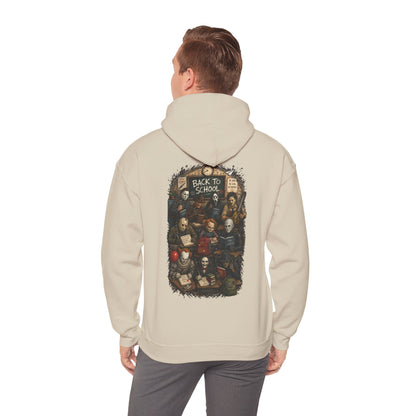 Horror Icons "Back to School" Hoodie — Vintage Movie Villains Graphic Sweatshirt