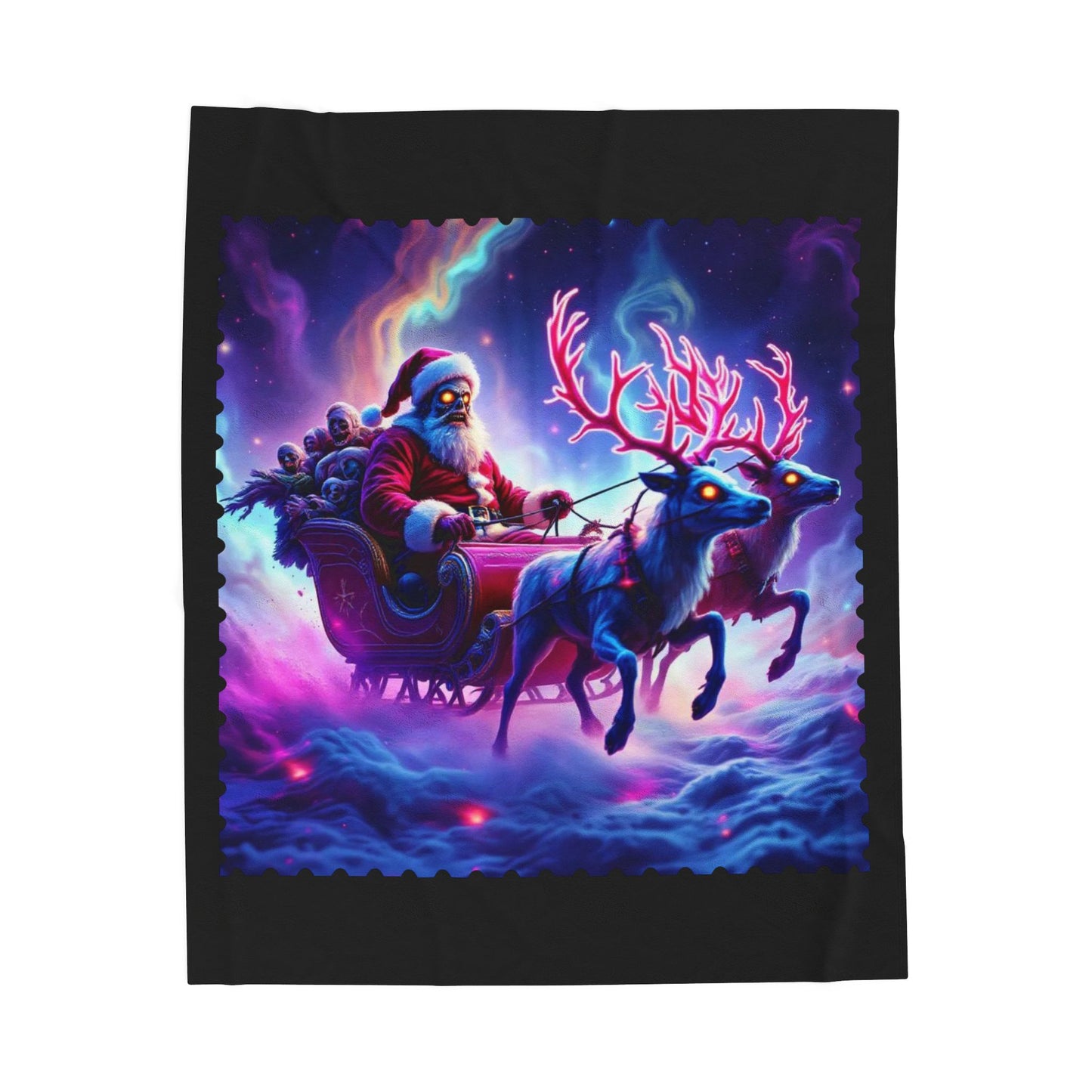 Holiday Zombie Santa Sleigh Velveteen Plush Blanket