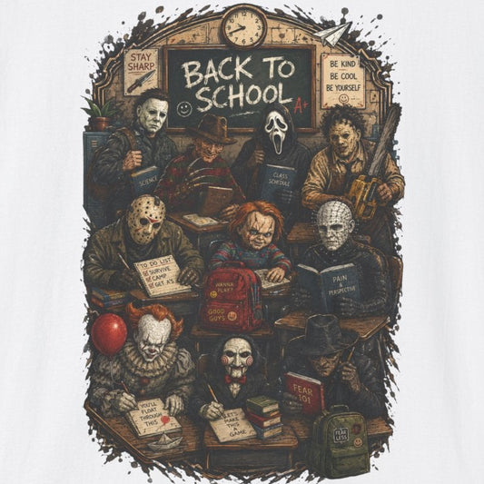 "Back to School" Horror Movie Character Class Portrait - T Shirt