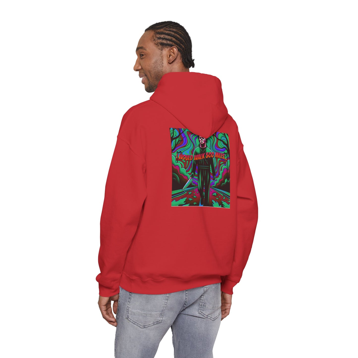 Psychedelic Road Trip Michael Hoodie – "Would Walk 500 Miles" Graphic Pullover