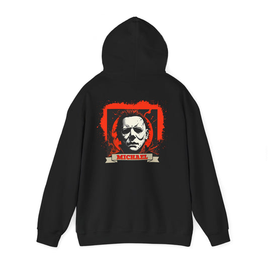 Hoodie — Vintage Horror Mask Portrait "Michael" Graphic Pullover
