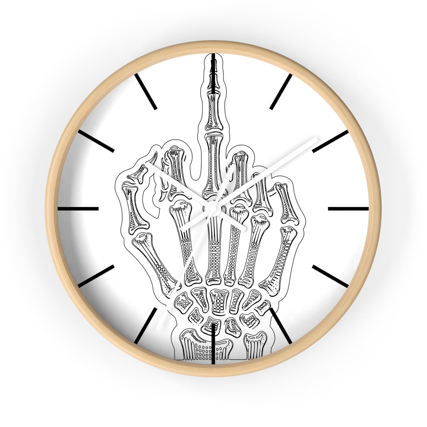 Spooky Skeleton Middle Finger Wall Clock