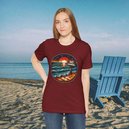 No Swimming Bloody Water Beach Unisex Jersey Short Sleeve T-Shirt Horror Ocean Shark