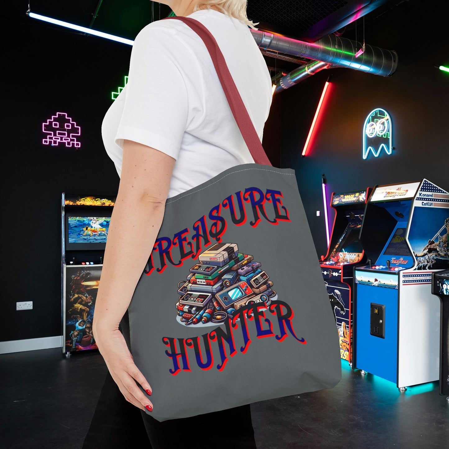 Treasure Hunter Retro Video Gamer Tote Bag (AOP) Collectors Vintage Games and Gaming