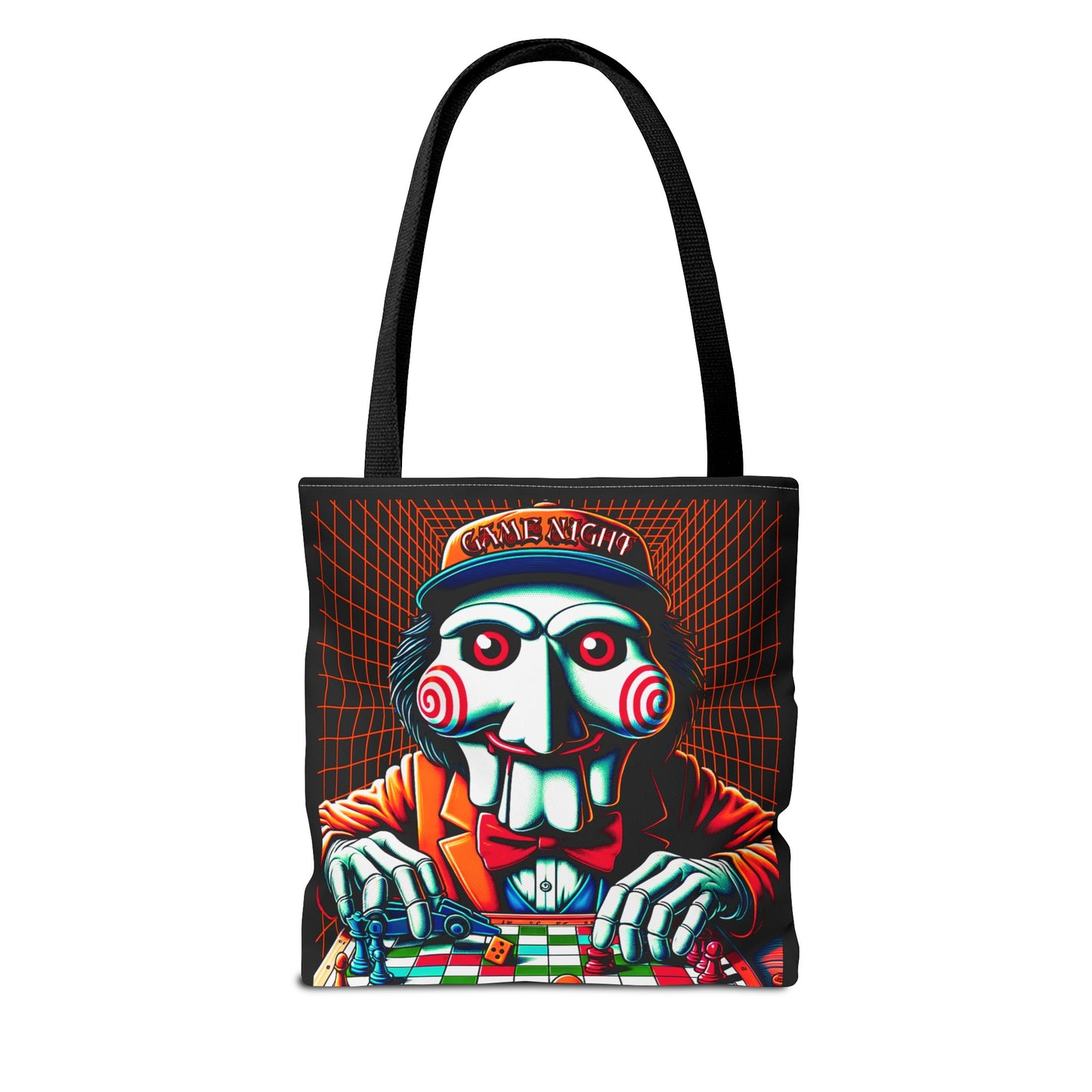 Game Night Billy Wearing A Hat The Puppet Playing Lunch Beach Gamer Carry Tote Bag (AOP) Horror Fun