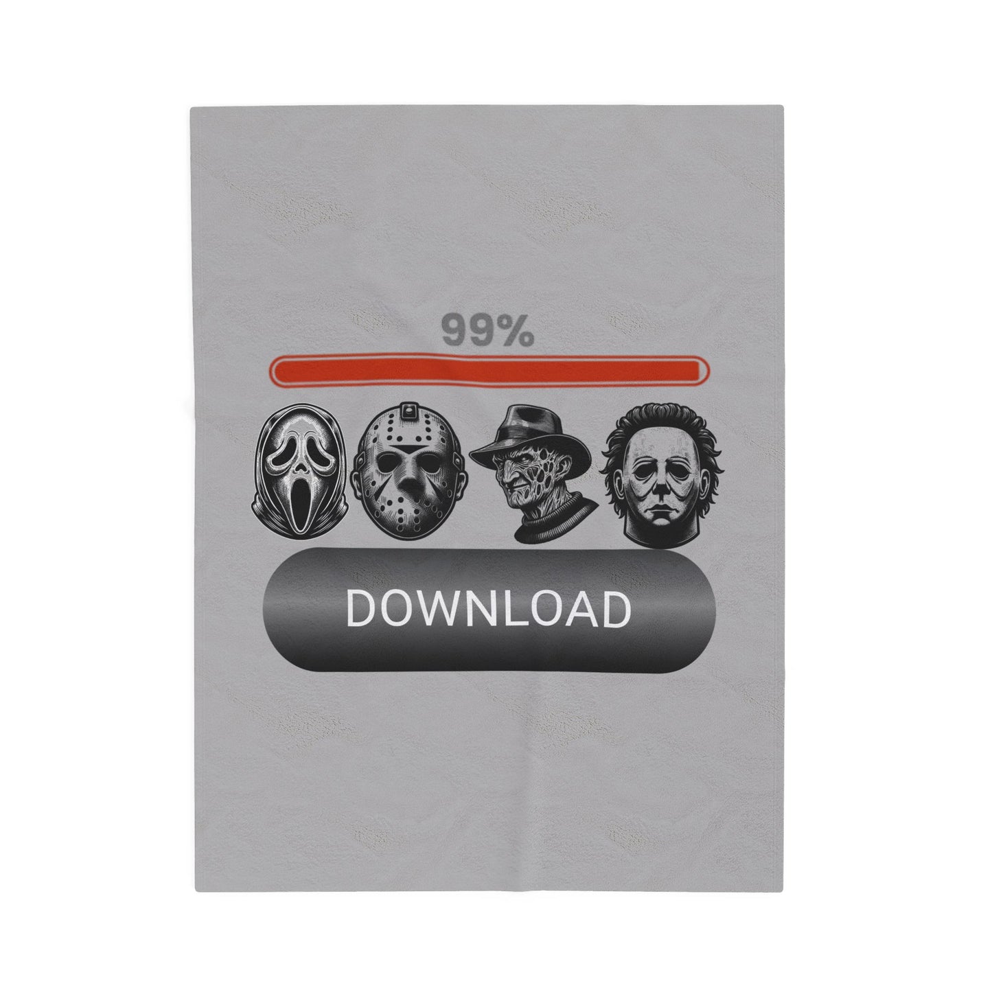 Horror Icons '99% Download' Velveteen Plush Blanket — Cozy Spooky Season Throw