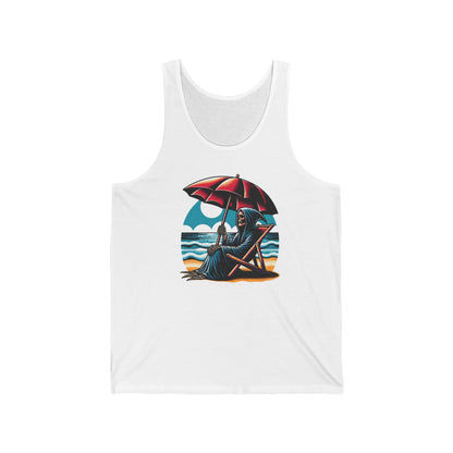 Summerween Grim Reaper Beach Day Unisex Jersey Tank Top