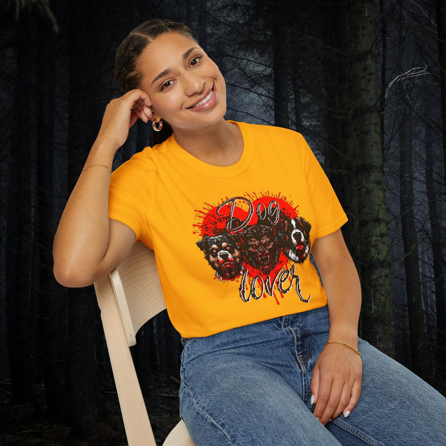 Dog Lover Hounds Of Hell Bloody heart Horror Fun Unisex Softstyle T-Shirt Animal Dark Humor Shirt