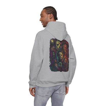 Horror Icons Hoodie — Vintage Slasher Collage Sweatshirt