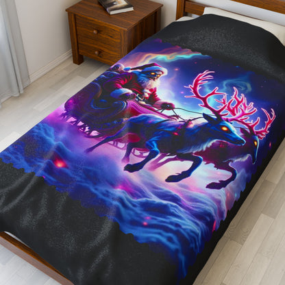 Holiday Zombie Santa Sleigh Velveteen Plush Blanket