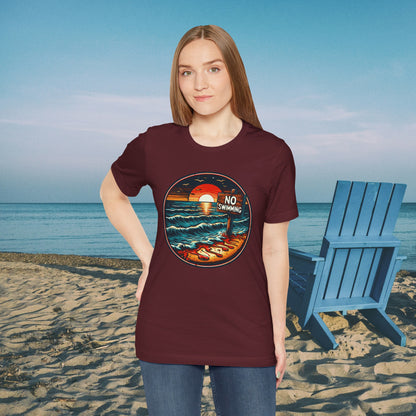 No Swimming Bloody Water Beach Unisex Jersey Short Sleeve T-Shirt Horror Ocean Shark