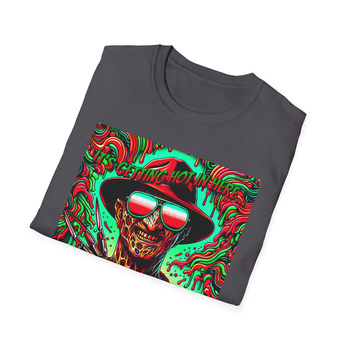 Horradelic Horror Freddy With Sunglasses Krueger It's Getting Hot In Here Unisex Softstyle T-Shirt Nightmare Fun Shirt Elm St