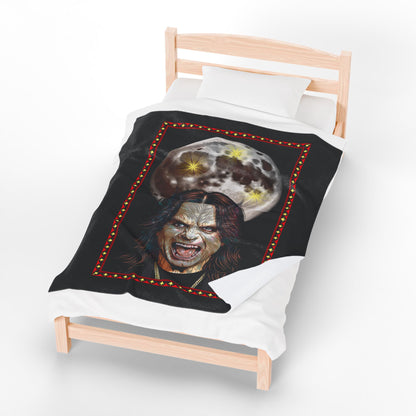 Plush Blanket - Ozzy Bark at the Moon Werewolf Design