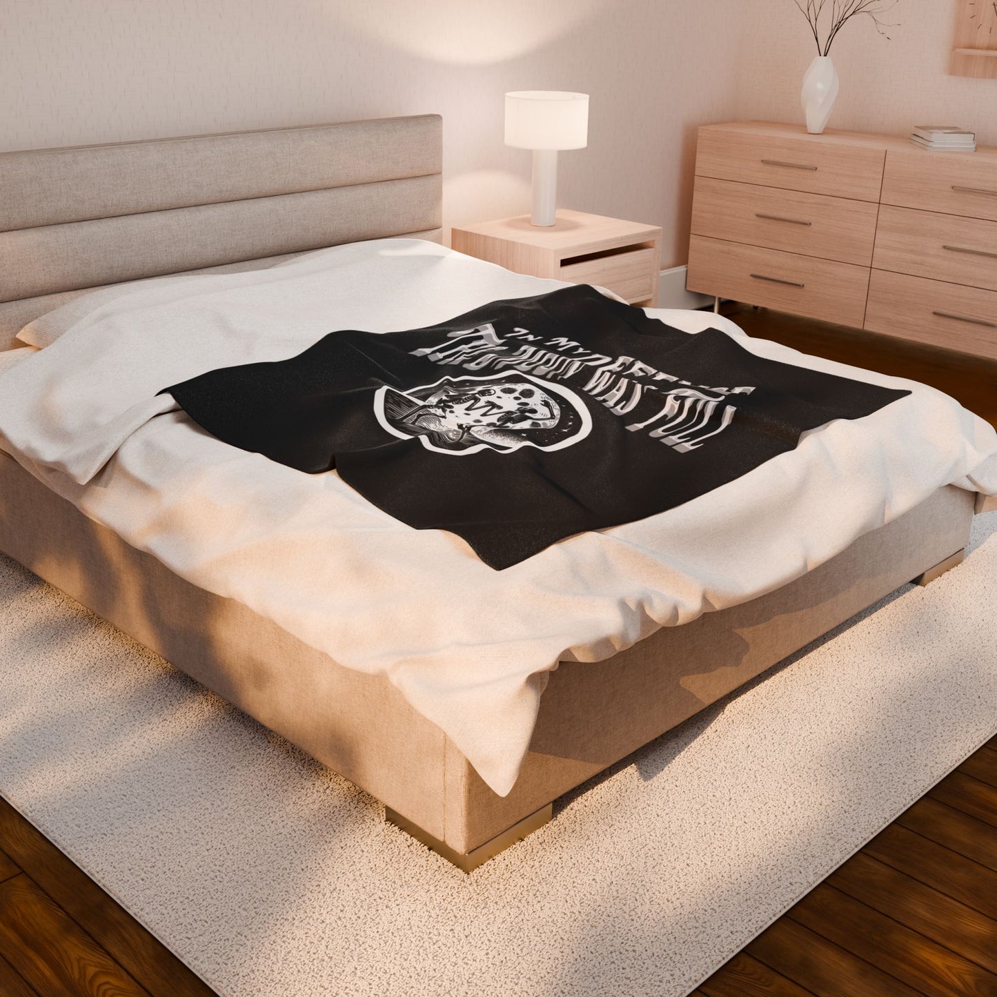 In My Defense The Moon Was Full Dancing Skeletons Gothic Fun Velveteen Plush Throw Blanket