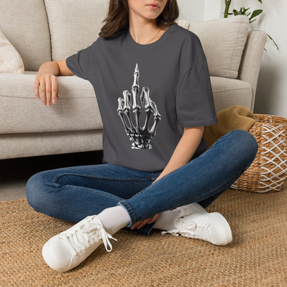 Skeleton Middle Finger T-Shirt — Edgy Gothic Graphic Tee